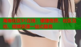 海角社区91在线：便捷缴费、社区互动、视频资源一站式服务